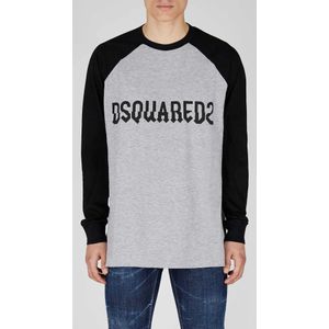 Dsquared2, Tops, Heren, Grijs, XL, Katoen, Logo Sweatshirt - Grijs/Zwart