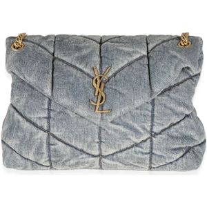 Yves Saint Laurent Vintage, Pre-owned, Dames, Blauw, ONE Size, Denim, Pre-owned Fabric shoulder-bags