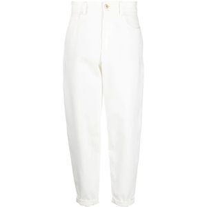 Brunello Cucinelli, Roomwit Tapered Tailored Broek Wit, Dames, Maat:S