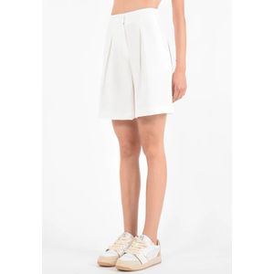 Hinnominate, Korte broeken, Dames, Wit, XS, Polyester, Bermuda shorts met hoge taille in stretch viscose