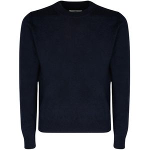 Maison Margiela, Truien, Heren, Blauw, S, Kasjmier, Navy Blue Cashmere Crew Neck Jumper