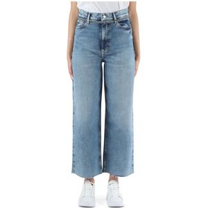 Boss, Jeans, Dames, Blauw, W29, Katoen, Hoge taille wijde pijp jeans Marlene stijl