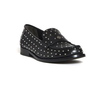 Tory Burch, Schoenen, Dames, Zwart, 37 1/2 EU, Leer, Klassieke Stud Loafer in Zwart Leer