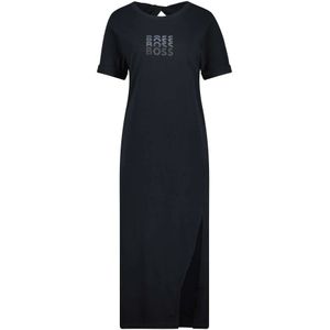 Hugo Boss, Kleedjes, Dames, Zwart, S, Katoen, Print T-Shirt Jurk