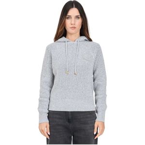 Elisabetta Franchi, Sweatshirts & Hoodies, Dames, Grijs, M, Wol, Grijze Hoodie Herfst Winter