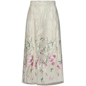 Elie Saab, Multicolor Zijde Blend Tule Midi Rok Beige, Dames, Maat:S