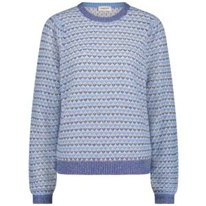 Fabienne Chapot, Blauwe pullover met hartjesprint Blauw, Dames, Maat:L