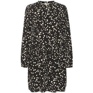 Part Two, Zwarte stippenprint jurk met pofmouwen Zwart, Dames, Maat:XS