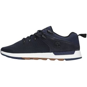 Timberland, Schoenen, Heren, Blauw, 43 EU, Suède, Lage Gebreide Sneakers Sprint Trekker Blauw