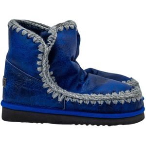 Mou, Gebarsten Blauwe Eskimo Laarzen Blauw, Dames, Maat:38 EU