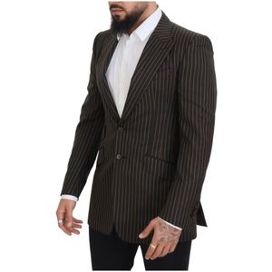 Dolce & Gabbana, Jassen, Heren, Veelkleurig, M, Wol, Peak Lapel Wollen Blazer