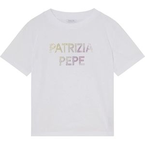 Patrizia Pepe, Tops, Dames, Wit, S, Logo Print Sweater Art. 2M4404J240