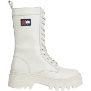 Tommy Jeans, Schoenen, Dames, Wit, 40 EU, Stijlvolle Veterschoenen