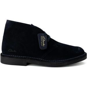 Clarks, Schoenen, Heren, Blauw, 43 EU, Leer, Blauwe Veterschoenen van Leer