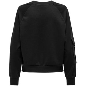 Only, Sweatshirts & Hoodies, Dames, Zwart, XS, Casual Sweatshirt met Mouwzak