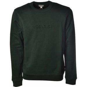 Woolrich, Sweatshirts & Hoodies, Heren, Zwart, M, Katoen, Zwarte Varsity Crew Neck Sweater