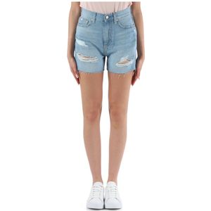 Calvin Klein Jeans, Korte broeken, Dames, Blauw, W27, Denim, Mom Fit Denim Shorts