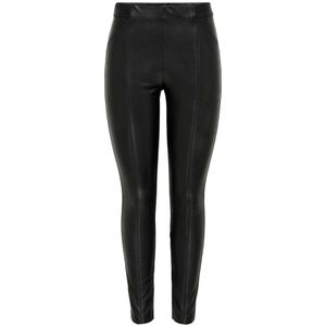 Only, Glansende Effect Imitatieleren Legging: Zwart Zwart, Dames, Maat:S