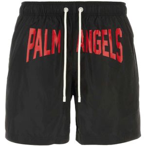Palm Angels, Zwarte polyester zwembroek Zwart, Heren, Maat:S