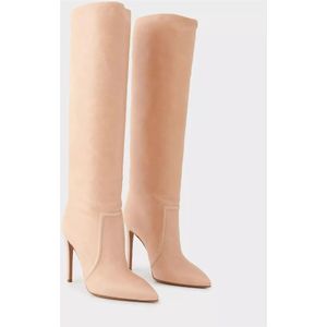 Paris Texas, Schoenen, Dames, Beige, 37 EU, Suède, Beige Suède Kniehoge Laarzen