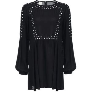 Pinko, Kleedjes, Dames, Zwart, S, Crepe Blouse - Stijlvol en Trendy