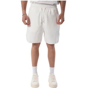 Armani Exchange, Korte broeken, Heren, Wit, S, Katoen, Katoenen Bermuda Shorts met Logoband