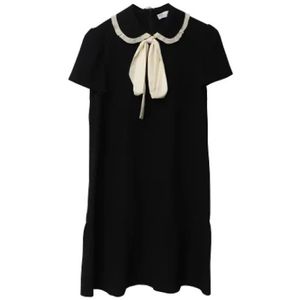 Valentino Vintage, Pre-owned, Dames, Zwart, S, Tweed, Pre-owned Silk dresses