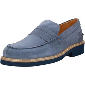 Exton, Schoenen, Heren, Blauw, 45 EU, Suède, Suède Loafers Verhogen Stijl