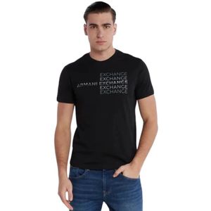 Armani Exchange, Korte Mouw Fantasie T-shirt Zwart, Heren, Maat:L