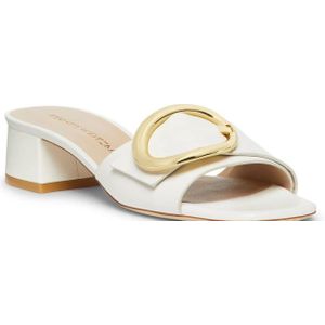 Stuart Weitzman, Schoenen, Dames, Beige, 36 EU, Ambachtelijke Slide Sandaal met Gesp Detail