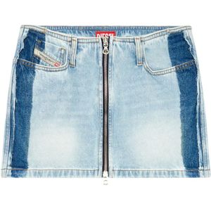 Diesel, Miniskirt in two-tone denim Blauw, Dames, Maat:W26