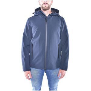 Woolrich, Jassen, Heren, Blauw, L, Waterdichte Softs Jas