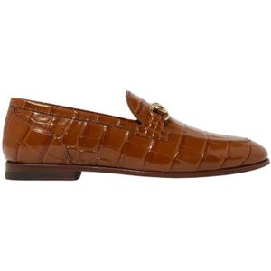 Scarosso, Schoenen, Heren, Bruin, 37 EU, Leer, Bruine Croco Loafer met Horsebit