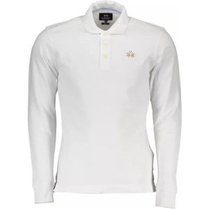 La Martina, Slim Fit Polo Shirt met Lange Mouwen Wit, Heren, Maat:L