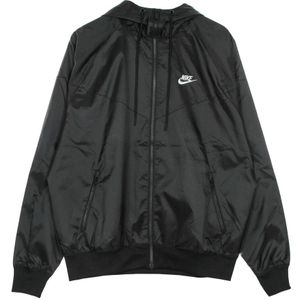 Nike, Jassen, Dames, Zwart, 2Xl, Polyester, Sportswear Windrunner Hooded Jacket Zwart/Wit