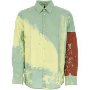 Oamc, Overhemden, Heren, Groen, S, Gedrukt viscose -oversized shirt