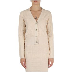 Marciano, Truien, Dames, Beige, XS, Polyester, Logo Relief V-Neck Cardigan