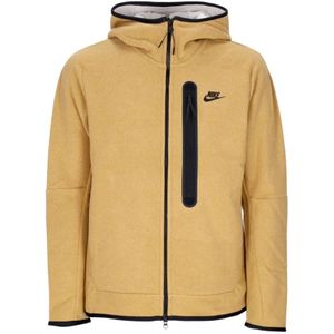 Nike, Sweatshirts & Hoodies, Heren, Beige, L, Katoen, Tech Fleece Zip Hoodie Winter Sportkleding