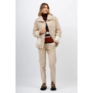 Rosso35, Broeken, Dames, Beige, L, Katoen, Katoenen Elastische Taillebroek met Achterzakken