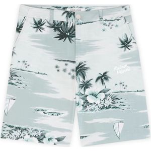 Maison Kitsuné, Gestreepte katoenen boardshorts met logo Veelkleurig, Heren, Maat:S