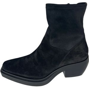 Copenhagen Shoes, Schoenen, Dames, Zwart, 37 EU, Suède, Stretch Lederen Suède Cowboy Enkellaarzen
