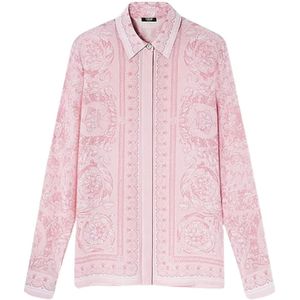 Versace, Blouses & Shirts, Dames, Roze, S, Katoen, Formele Barok Overhemd