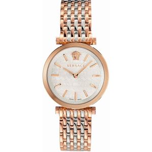 Versace, Dames V-Twist Zilver Roségoud Horloge Veelkleurig, Dames, Maat:ONE Size