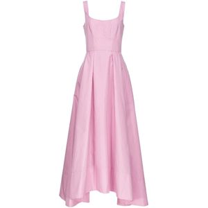 Pinko, Kleedjes, Dames, Roze, S, Elegante mouwloze taffeta midi jurk