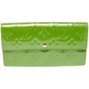 Louis Vuitton Vintage, Tweedehands leren portemonnees Groen, Dames, Maat:ONE Size