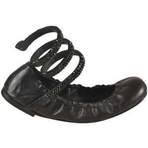 René Caovilla, Zwarte platte schoenen Elegante stijl Zwart, Dames, Maat:39 1/2 EU