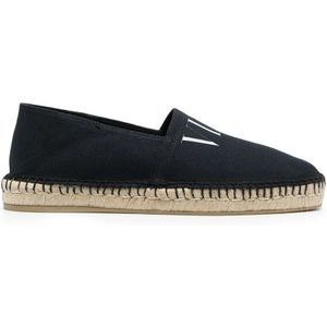 Valentino Garavani, Zwarte Canvas Espadrilles met Vltn Print Zwart, Heren, Maat:41 EU