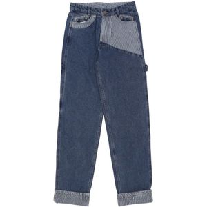 Karl Kani, Jeans, Heren, Blauw, W32, Denim, Baggy Denim Werkbroek Blauw/Wit