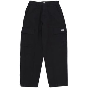 Obey, Zwarte Cargo Broek Streetwear Stijl Zwart, Heren, Maat:W33