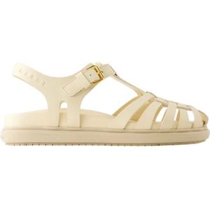 Marni, Witte Leren Sandalen - Enkelband met Gespsluiting Wit, Dames, Maat:35 EU